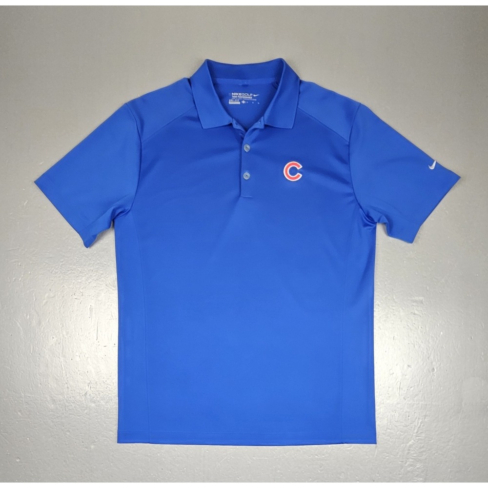 Nike Chicago Cubs Polo Shirt Mens Medium Dri-Fit Golf Performance Baseball MLB